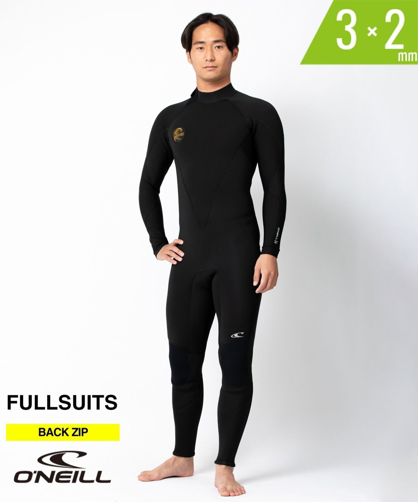 販売人気新品未使用 ONEILL MURASAKI ZIP FULLSUITS 3×2mm MS-3960 Lサイズ カラー BLK バックジップ ジャージフルスーツ 男性用