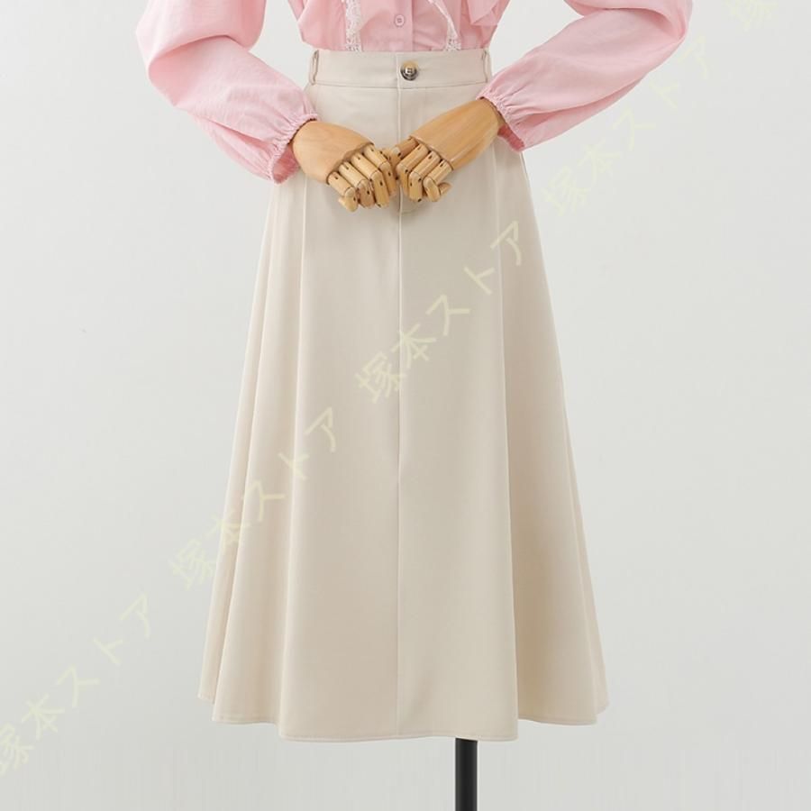 無地 シンプル スカート レディース ブラック Aライン フェミニン ロング 膝丈 ひざ丈 フ 上品 エレガント オールシーズン レディ 婦人 秋 秋冬 女子 女性