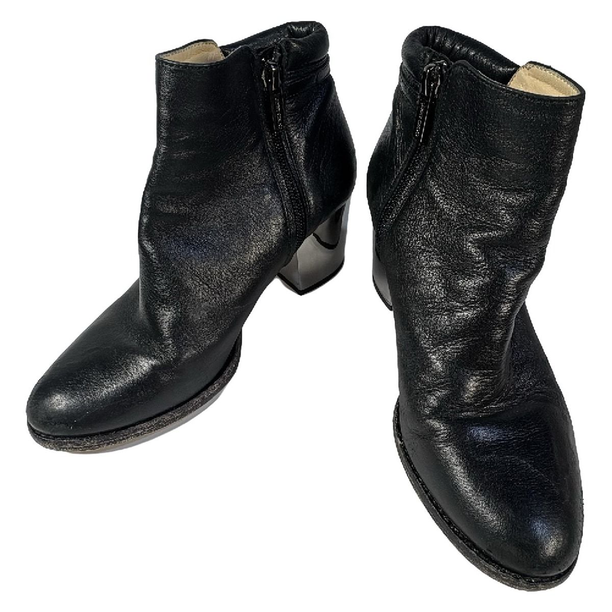 JIMMY CHOO ジミーチュウ ショートブーツ 36 レディース - 黒×シルバー レザー