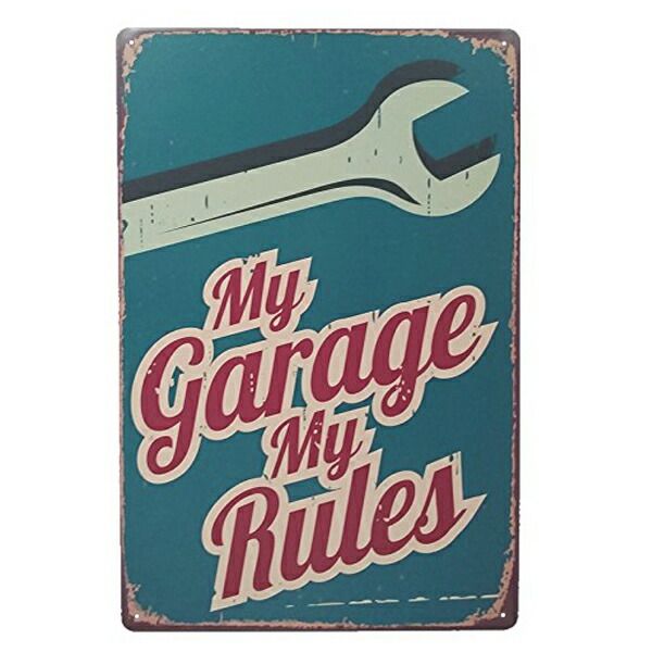 メタルサイン My Garage My Rules ビンテージ調 看板 30cm×20cm