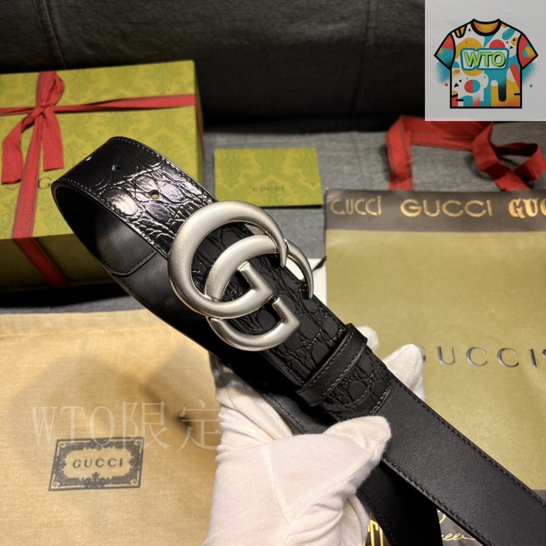 GUCCI ブラック レザーベルト GUCCI◇ベルト/レザー/ブラック/黒/無地/メンズ/546389
