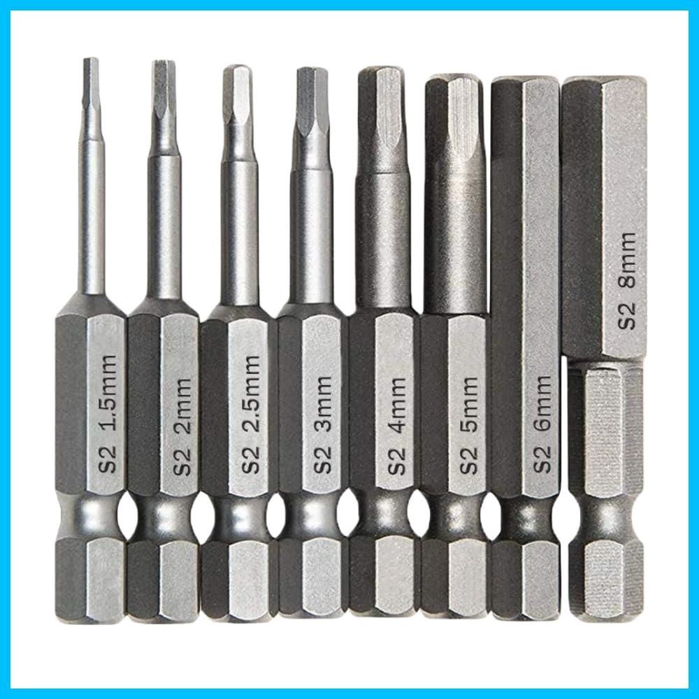 新着商品】六角レンチ ビット インパクトドライバー ビット ドライバービット インパクト ビット 電動ドライバー ビット 精密ドライバー 六角  6.35mm 磁気吸着 1.5mmー8mm ドリル ビット工具 50mm長六角ビット 8本セット - メルカリ