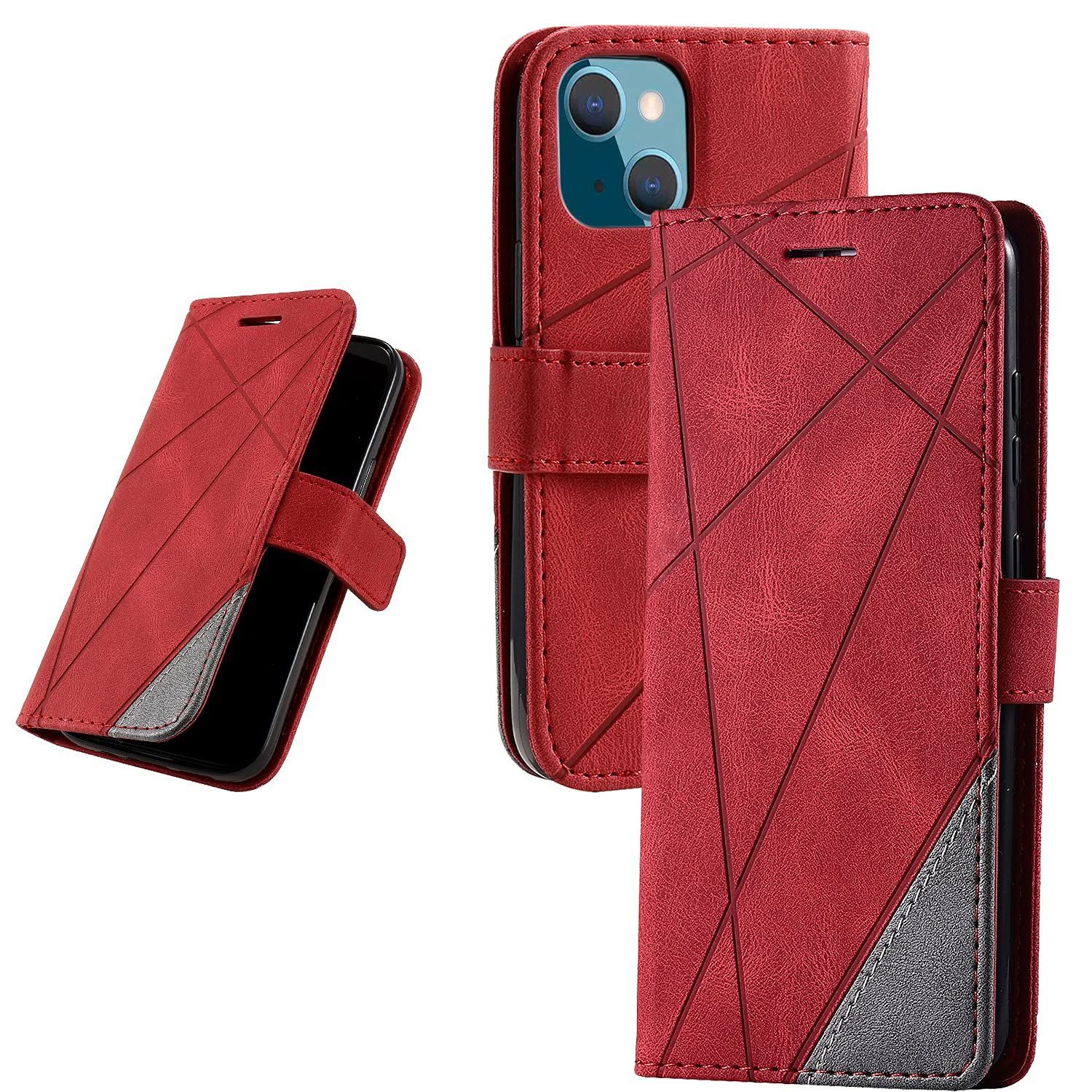  【在庫処分】UnivoColors iPhone 14 手帳型ケース カード収納 スタンド機能 サイドマグネット TPUケース 軽量 ストラップ付き QI充電対応 横置き機能 防指紋 レンズ保護 全面保護 (レッド) その他