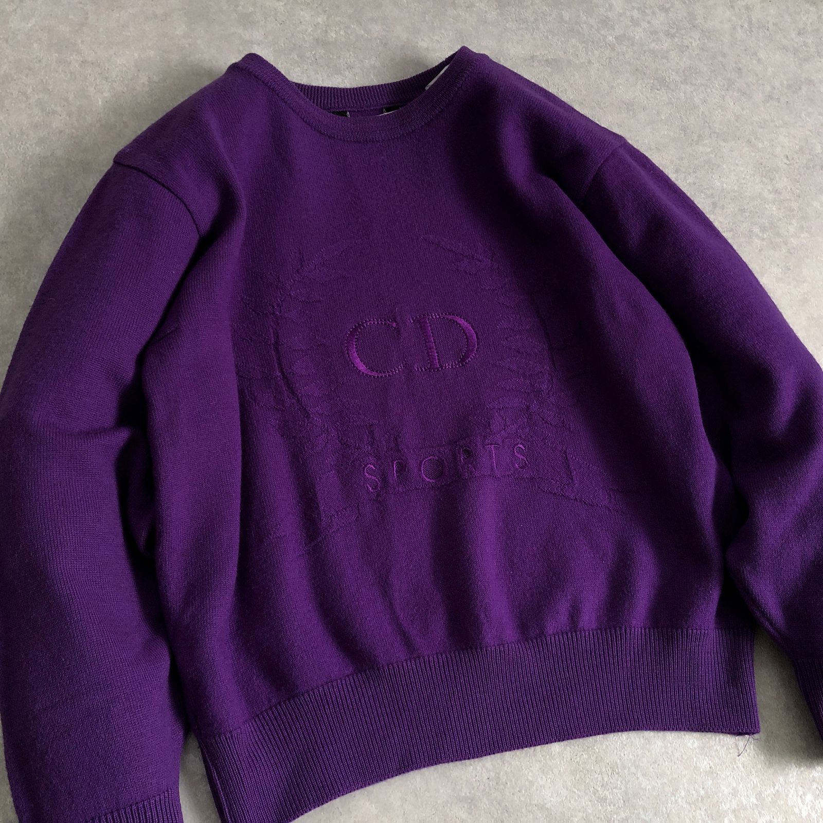 Christian Dior ヴィンテージ ロゴ刺繍 ウール ニット セーター