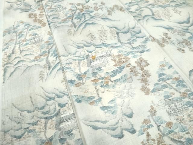 平和屋着物●小千谷紬　遠山風景文　正絹　逸品　未使用　CAAW8024yc 平和屋着物○小千谷紬 遠山風景文 正絹 逸品 未使用 CAAW8024yc 平和屋