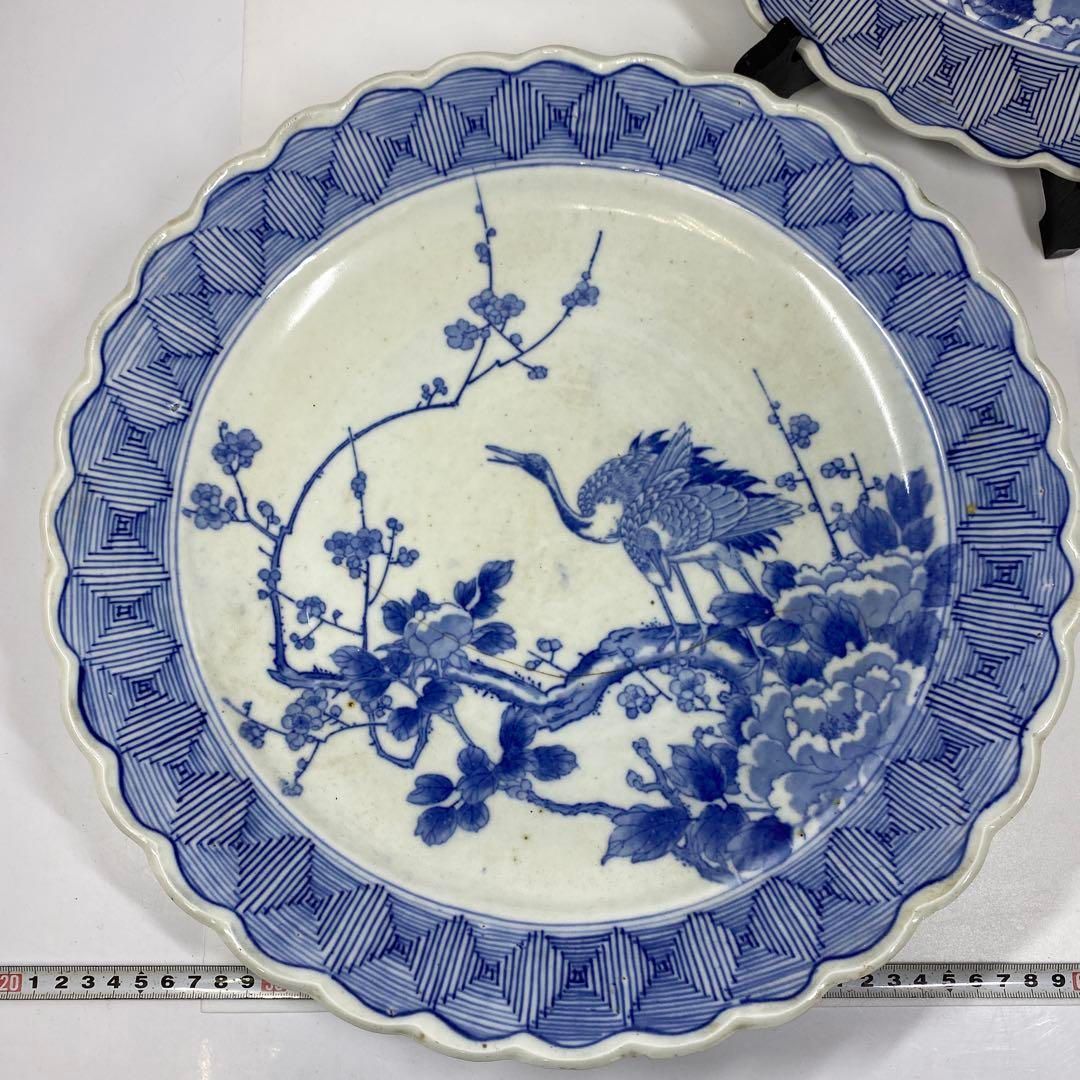 古伊万里 染付輪花大皿 2枚 直径37㎝ 東な7-0114③ - メルカリ