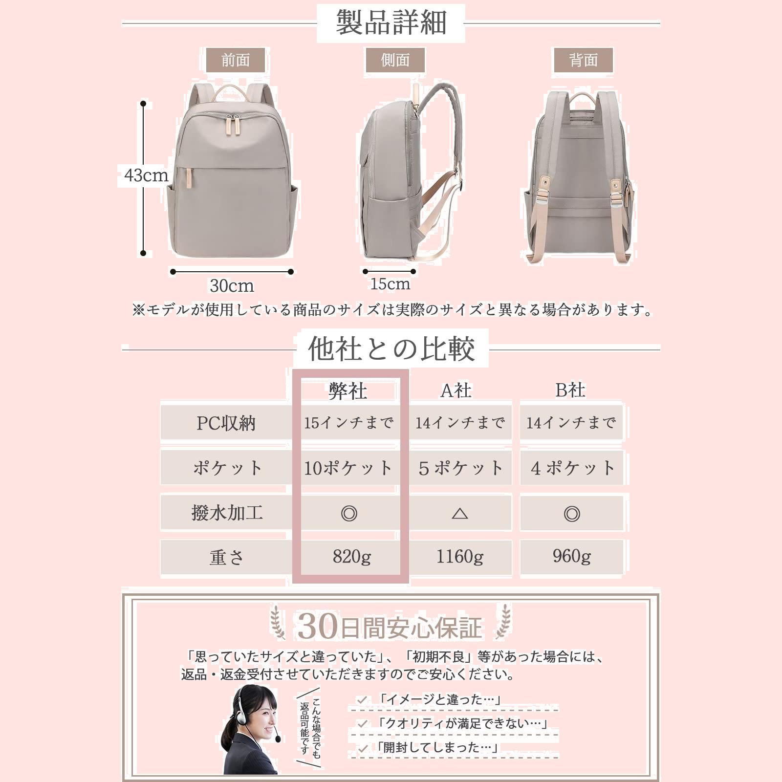 【新着商品】レディース リュック ビジネスリュック バックパック 通勤 軽量 CASA] PC 大容量 旅行 [PORCO 撥水 おしゃれ 大人