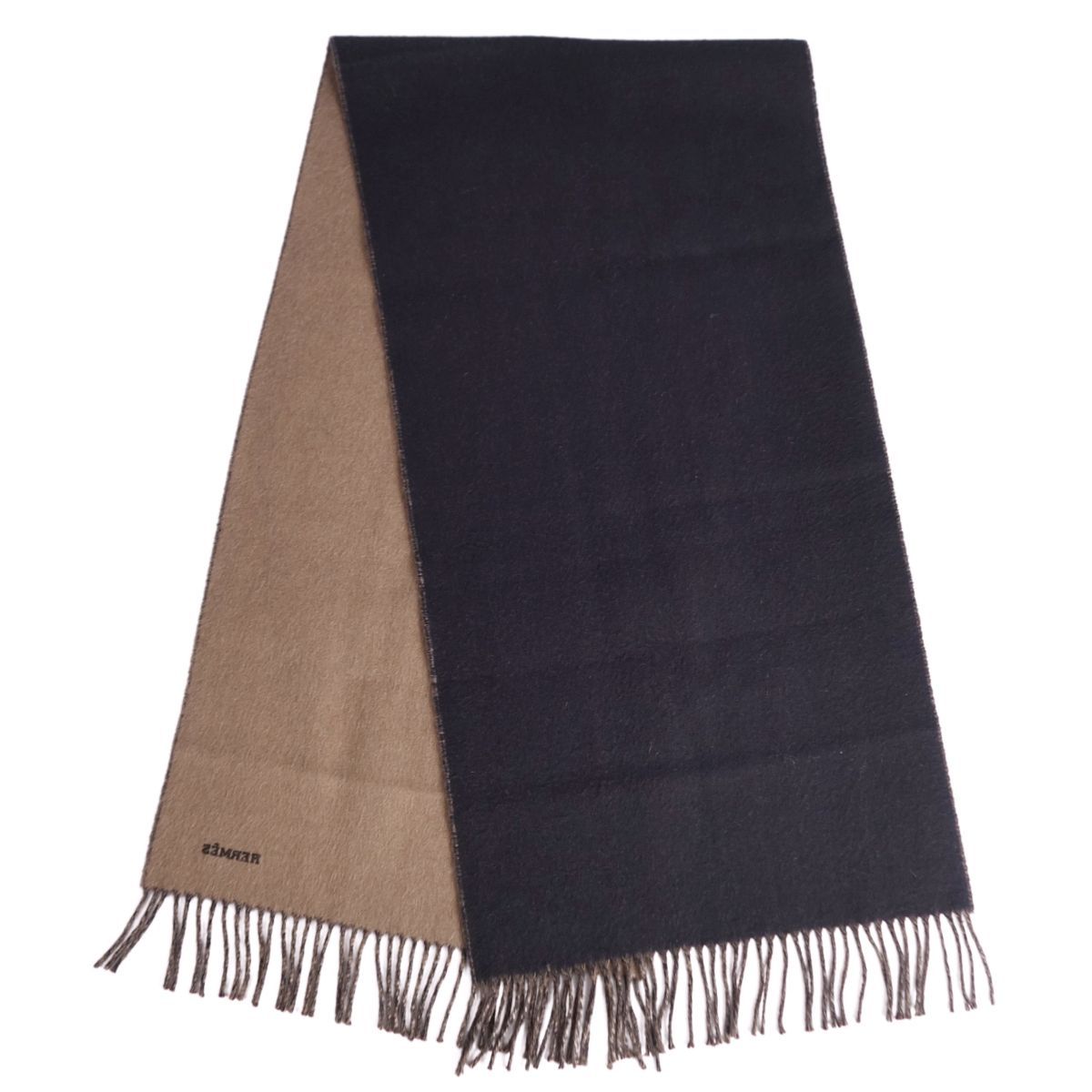エルメス HERMES マフラー ストール フリンジ カシミヤ100% メ