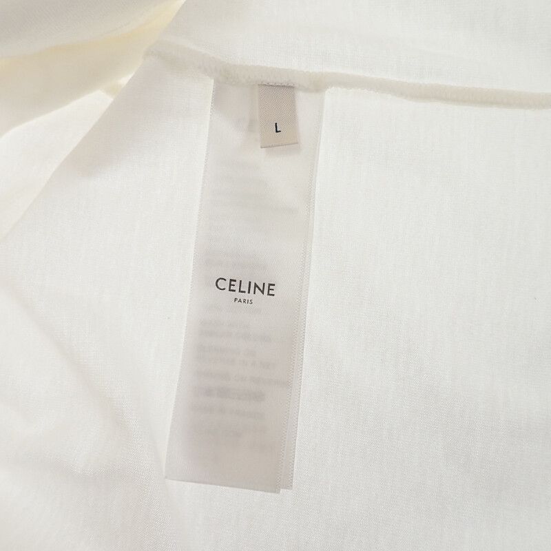 【美品】CELINE セリーヌ トリオンフ ロゴ リンガーTシャツ S 白　紺 Sサイズ】CELINE（セリーヌ）トリオンフ ロゴ Tシャツ／定価8.8