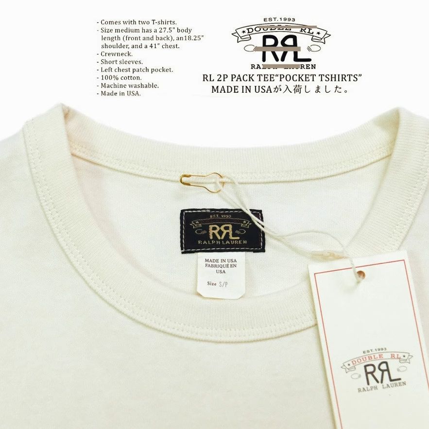 ダブルアールエル RRL ガーメントダイド ポケット Tシャツ