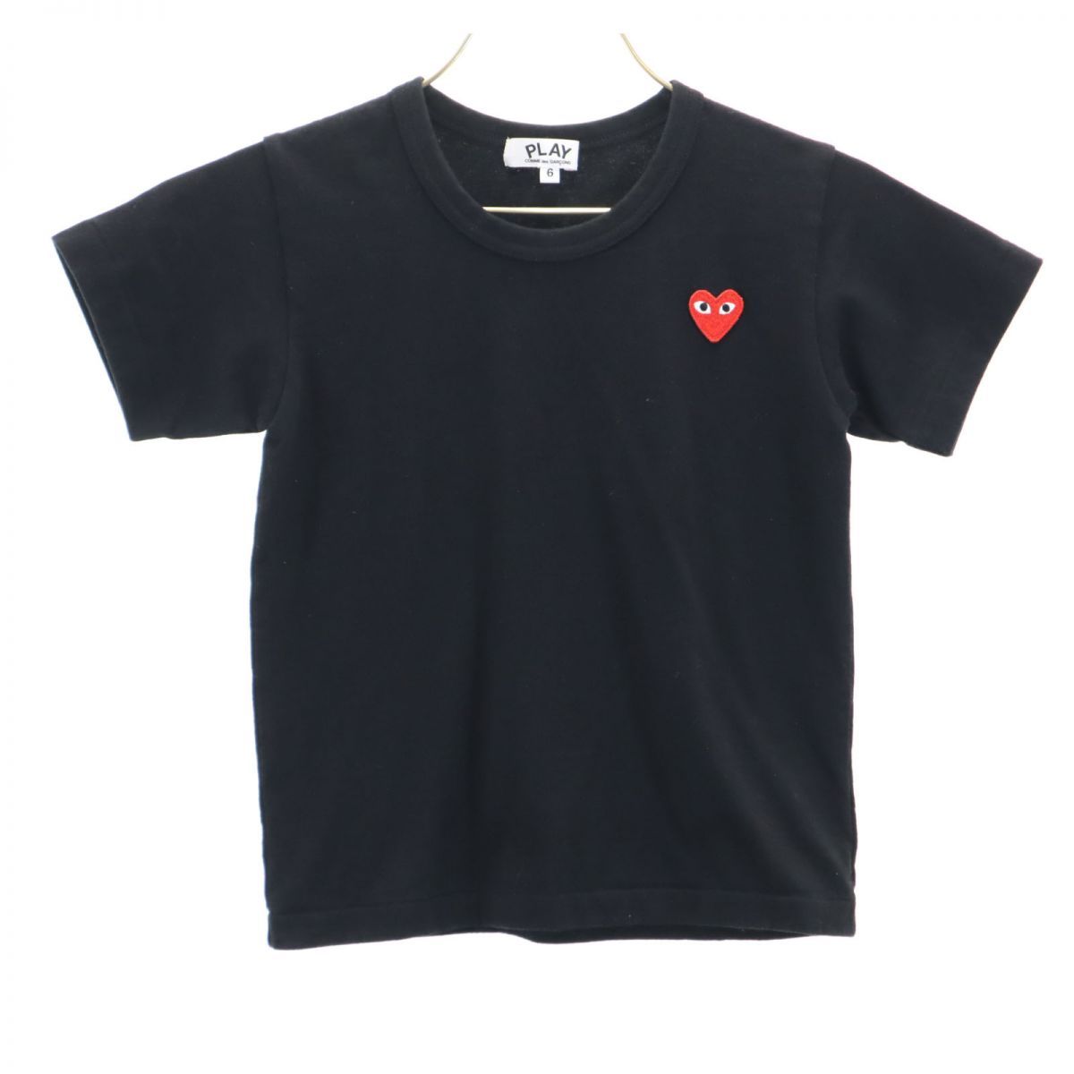 プレイコムデギャルソン 日本製 半袖 Tシャツ 6 黒 PLAY COMME des GARCONS キッズ 古着 【240322】 メール便可
