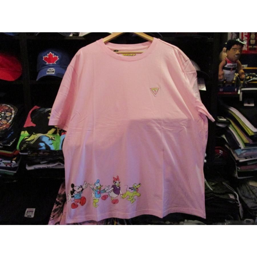 GUESS / Mickey u0026 Friends Collection / Samll Triangle Logo S/S Tee ピンク Lサイズ