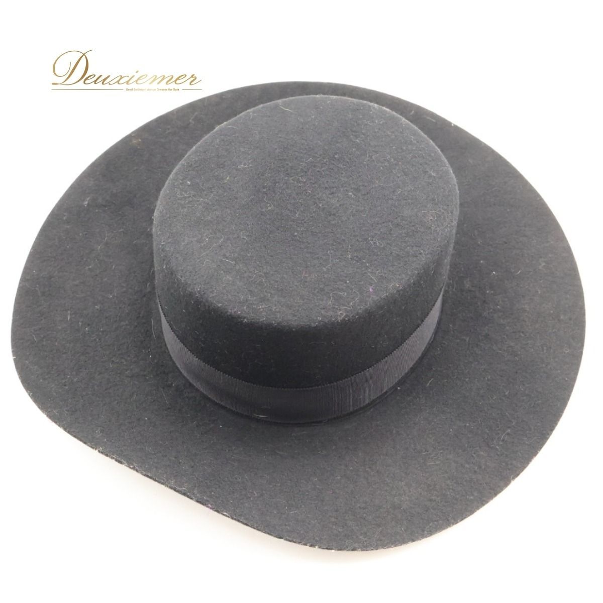 【ISESA】ハット　黒 59cm フラメンコハット　スペイン製　コルドベス 日本製 フラメンコ衣装】ブラック コルドベス ハット 帽子 真っ黒 無地