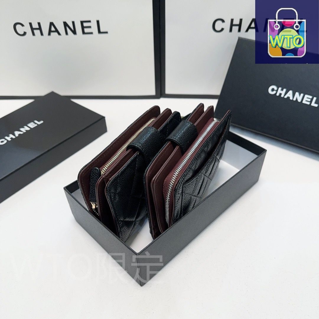 今日 Chanel シャネル クラシックダブルフォールド財布シリーズ キャビアレザー使用で菱格刺繍を施し手触りが柔らかい-WTO輸入2