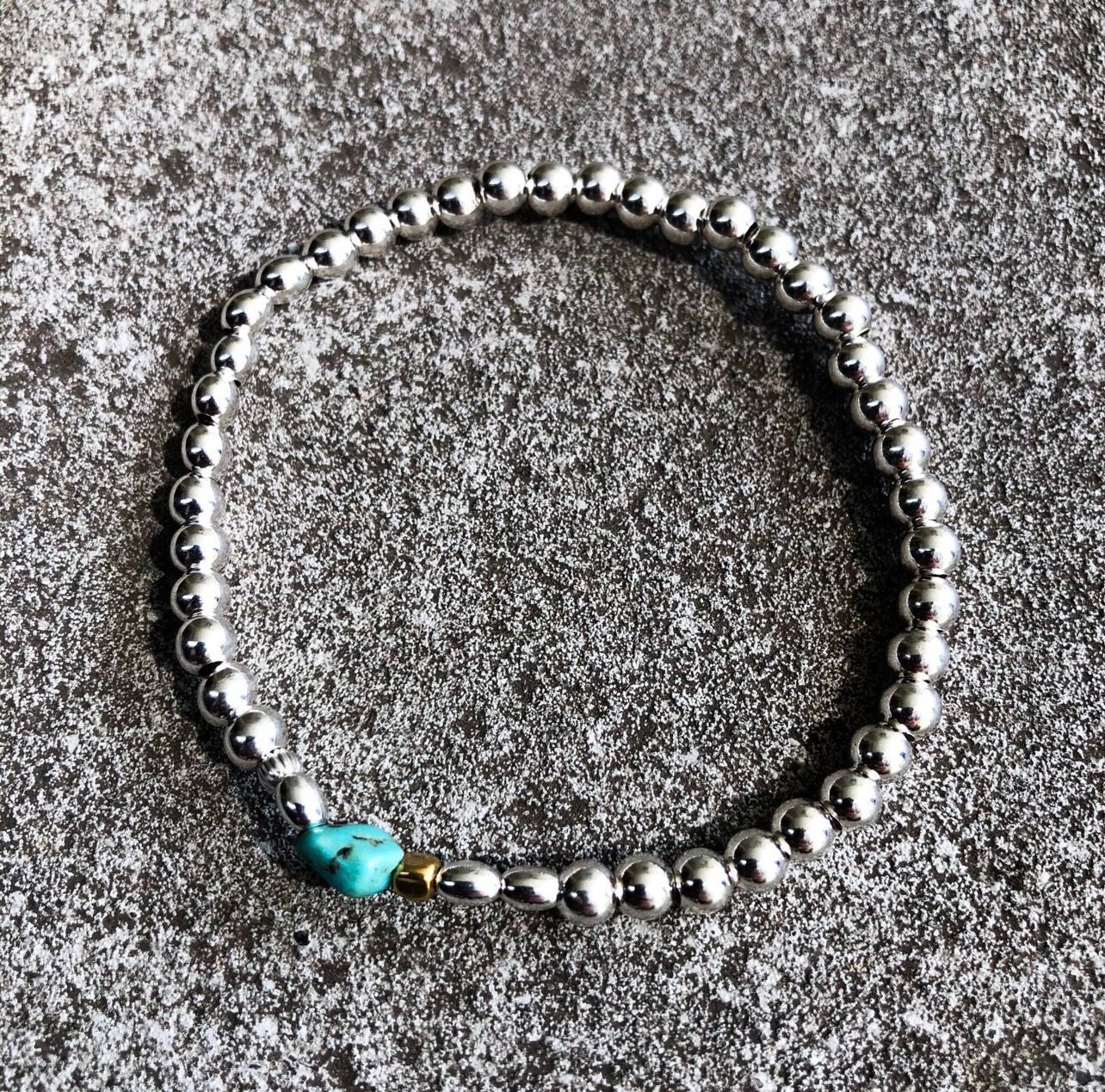 雰囲気◎ HRM silver925 ホワイトターコイズ ブレスレット OVER THE DAY TOKYO】Silver925《B》ブレスレット Made in JAPAN