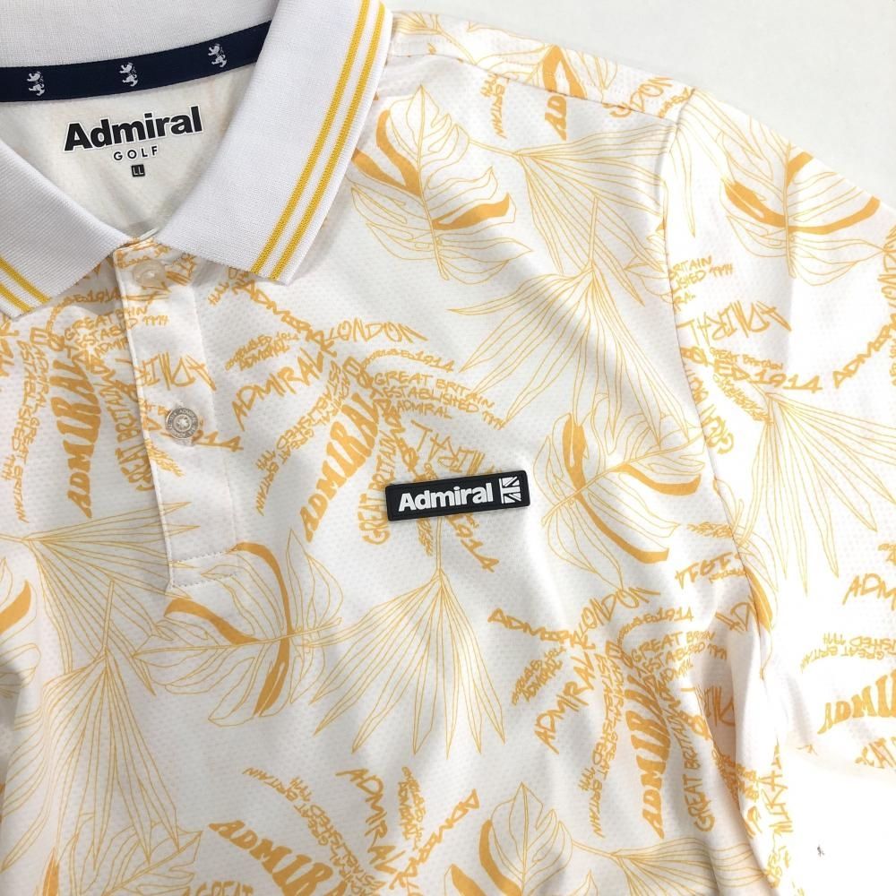 Admiral - 【美品】アドミラル 半袖ポロシャツ ベージュ×白 リーフ柄  メンズ M ゴルフウェア Admiral Admiral 【美品】アドミラル 半袖ポロシャツ ベージュ×白 リーフ
