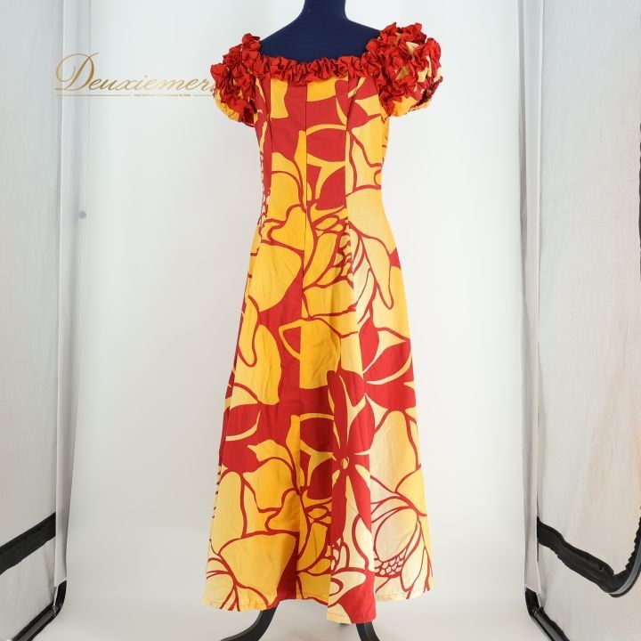 フラダンス 衣装 ワンピース ドレス レッド系 マカマカ フラ ダンス 赤