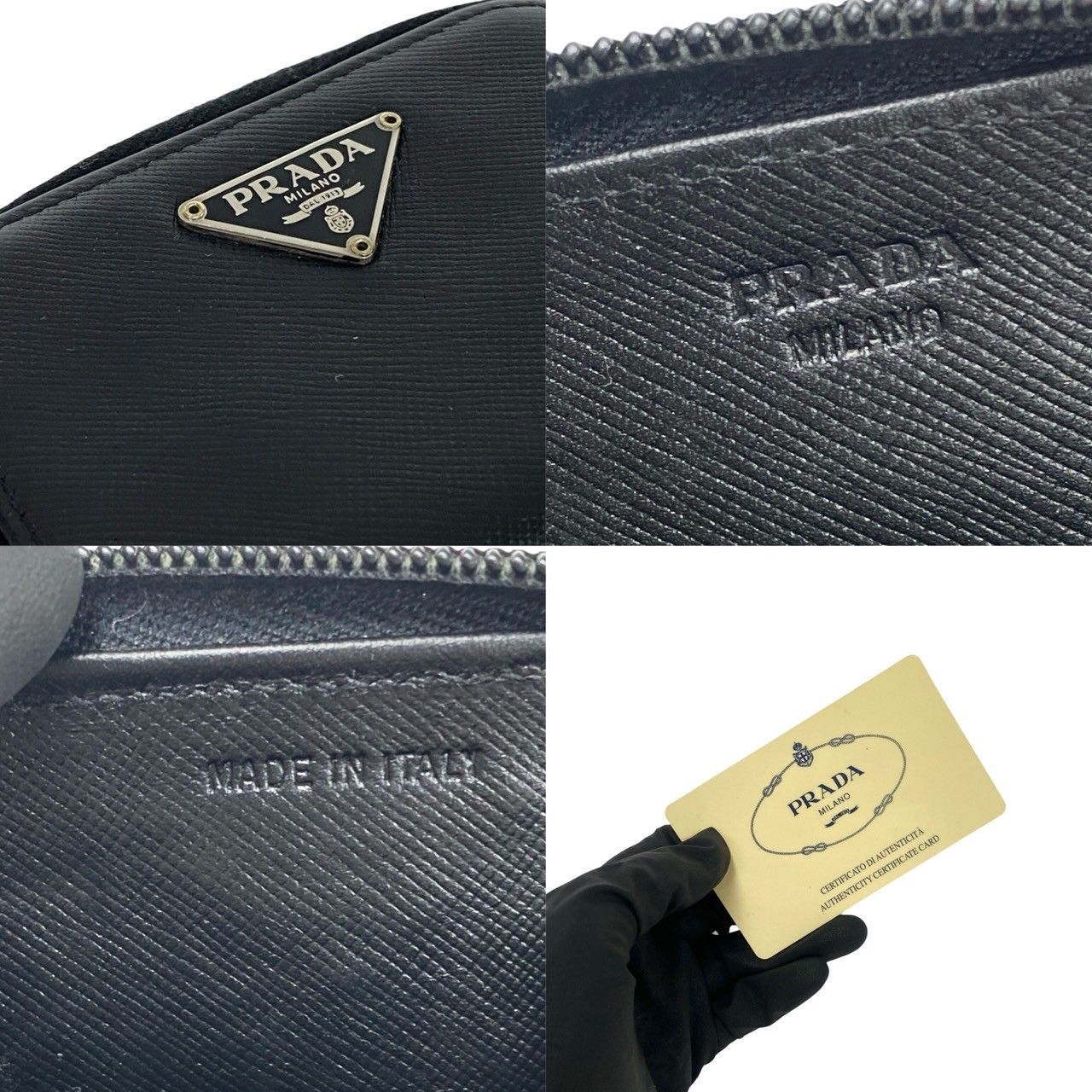 極 美品 PRADA プラダ 三角ロゴ 金具 サフィアーノ レザー