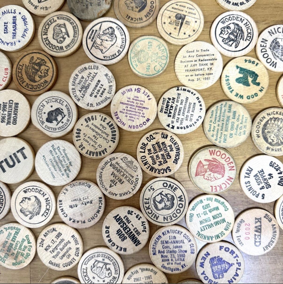 25枚 ウッデンニッケル セット アメリカ ヴィンテージ アメリカン インダストリアル 古銭 トークン コイン レトロ 雑貨 まとめ売り 業務用  古着屋 ディスプレイ 卸売 まとめて 大量 当時物 素材 装飾 制作 レジ横 DIY ノベルティ アドバタイジング アメリカより仕入れた ...