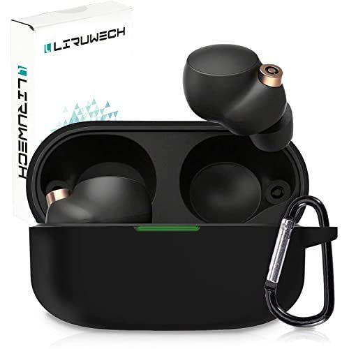 ブラック 「2022モデル」Sony WF-1000XM4用ケース LIRUWECH ソニー ワイヤレス イヤーホン 用 シリコンケース 全面保護カバー WF-1000XM4用アクセサリ 落下防止 キズ防止 耐衝撃 装着充電 防水 防塵 カ