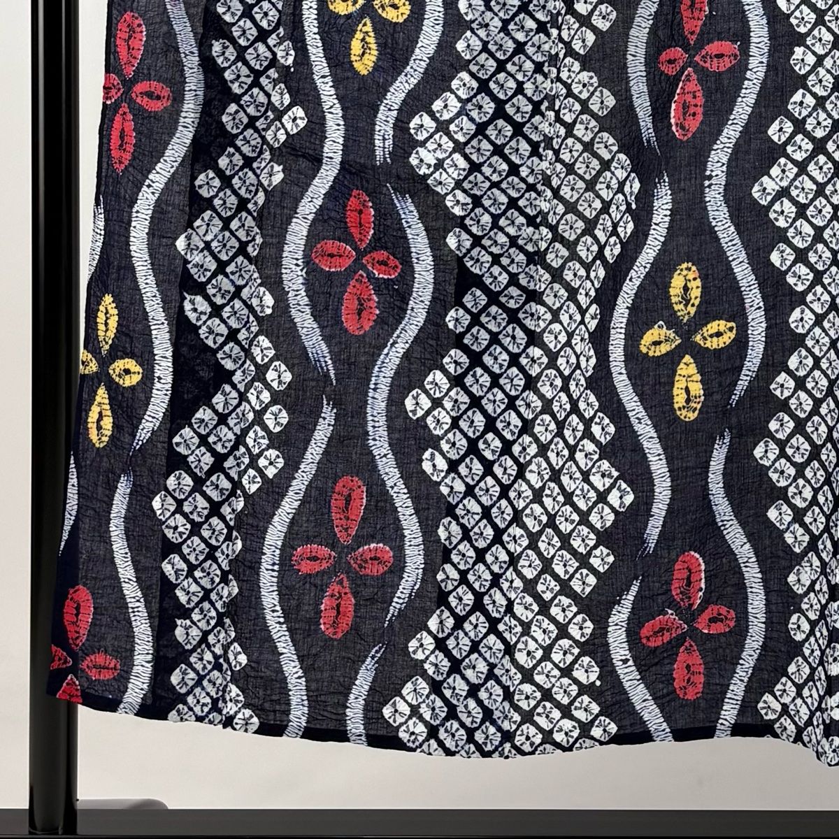 浴衣 身丈149cm 裄丈63cm S 絞り浴衣 立涌 花 紺色 綿