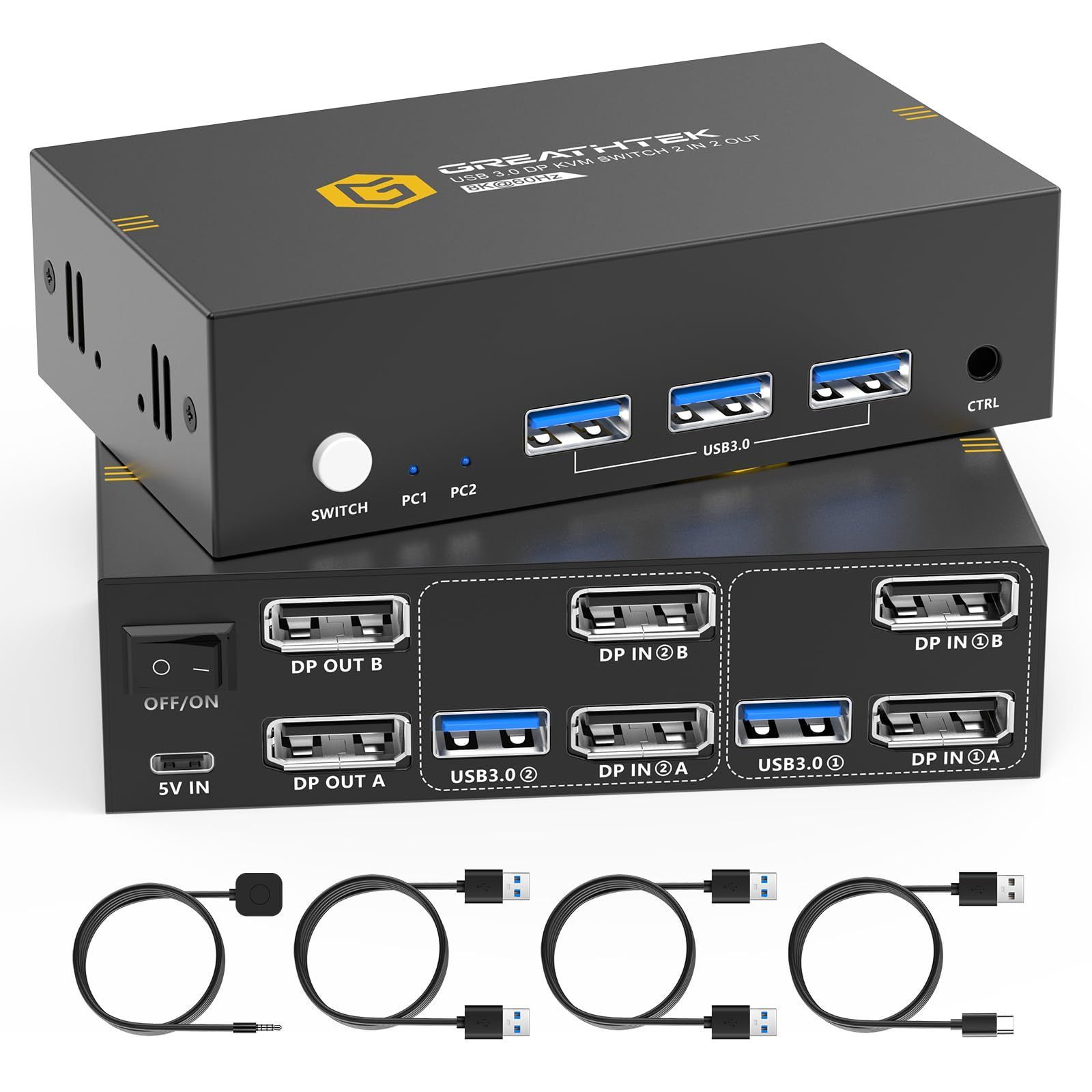 DisplayPort 切替器 4 ポート 4K 60Hz DP KVM 黒 TESmart KVM DisplayPort 切替器 4 ポート 4K 60Hz DP KVM 黒 TESmart KVM
