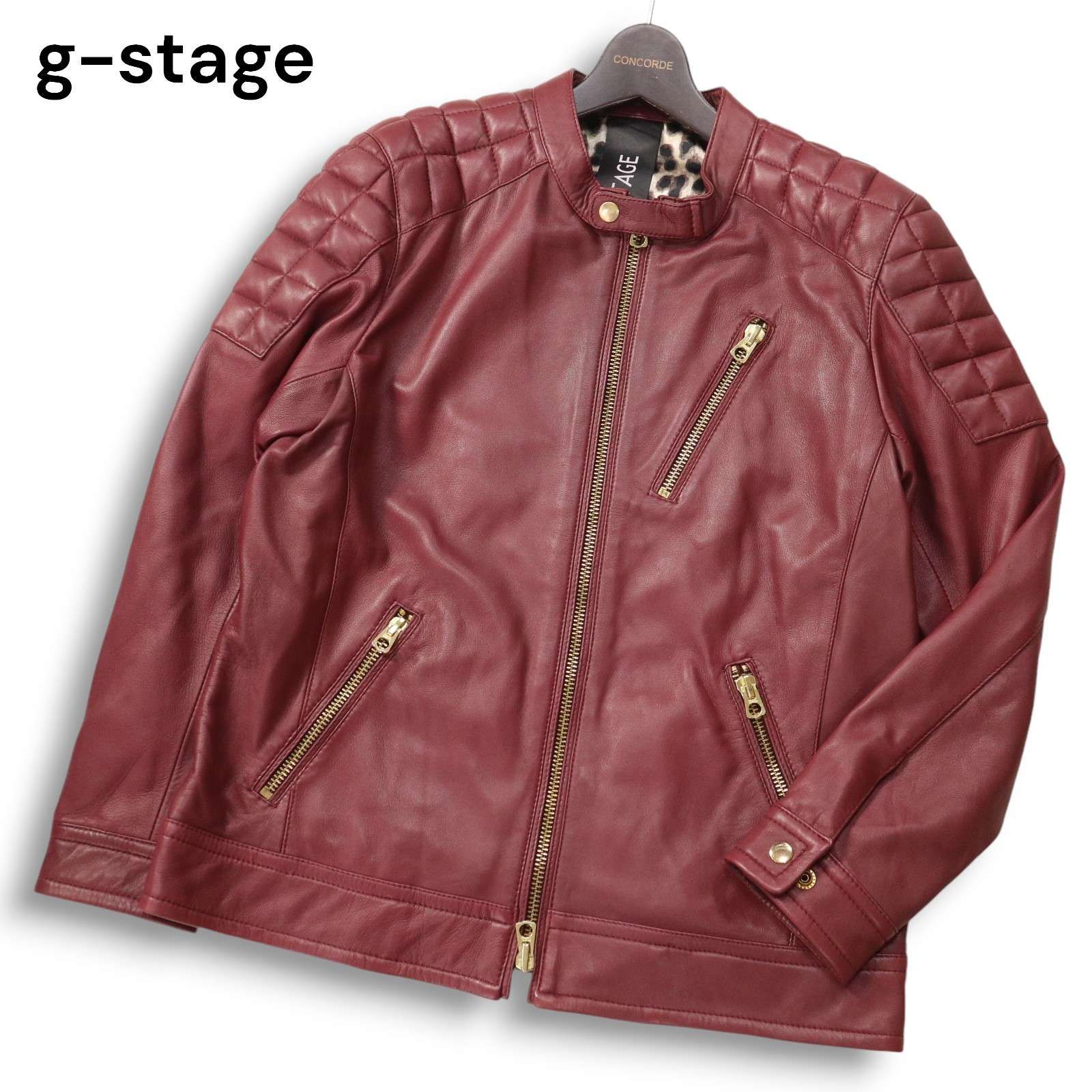 希少✨ G-STAGE 羊革 ラムレザー ジャケット シングルライダース Ｌ G-STAGE ジーステージ 秋冬☆ 羊革 ラムナッパ レザー シングル