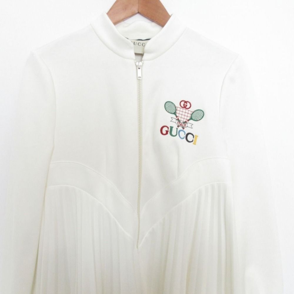 ほぼ美品 19SS GUCCI グッチ テニスロゴ エンブロイダリー ひざ丈 
