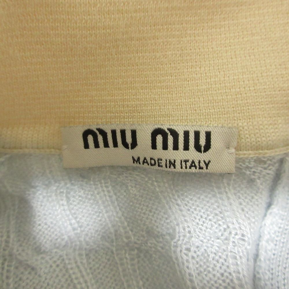 MIU MIU - 良品 miu miu ミュウミュウ カシミヤシルク バックボタン ニット セーター サイズ38 ライトブルー レディース 古着 中古 USED 良品 miu miu ミュウミュウ カシミヤシルク バックボタン ニット
