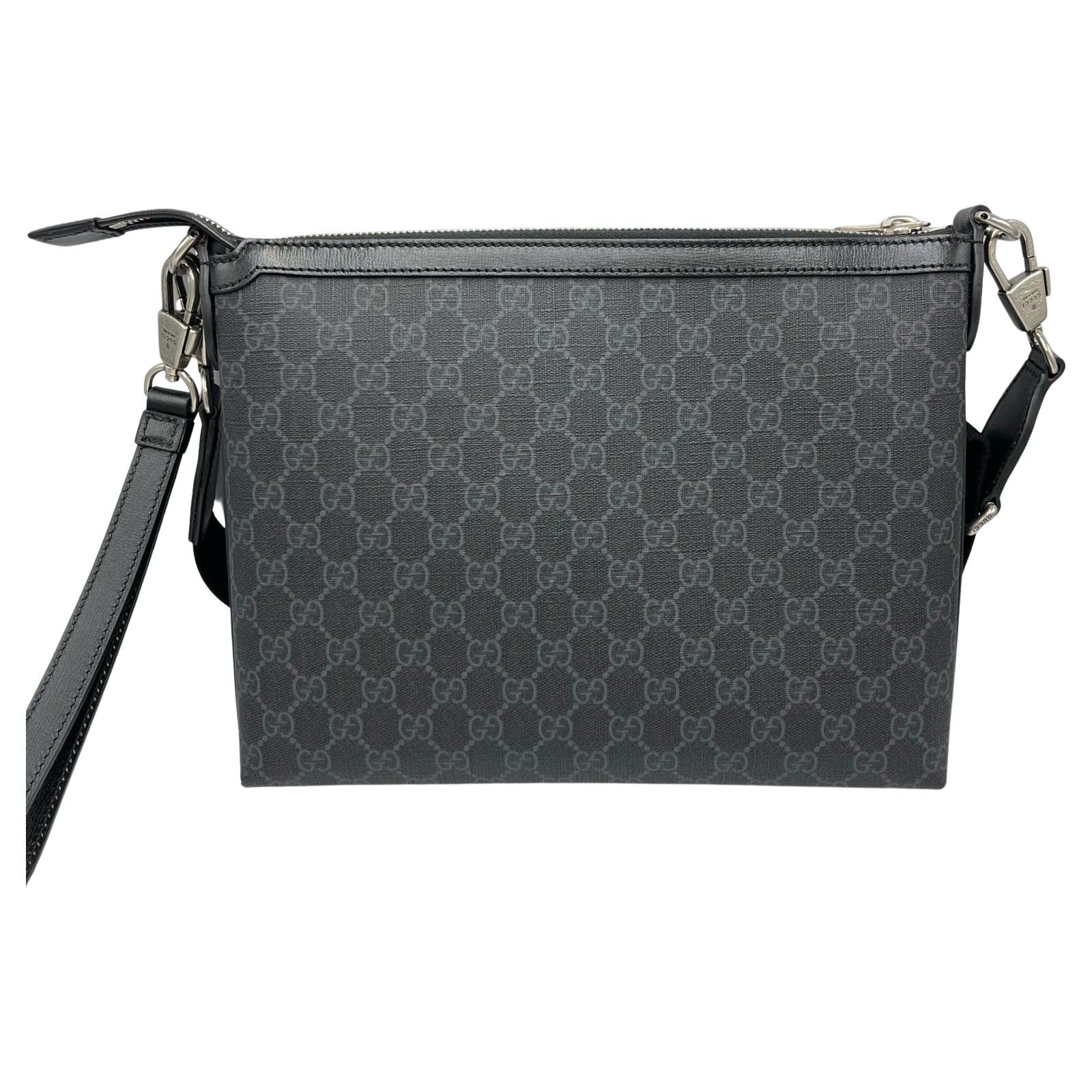 グッチ GUCCI ショルダーバッグ インターロッキングG メッセンジャーバッグ GGスプリームキャンバス ブラック メンズ