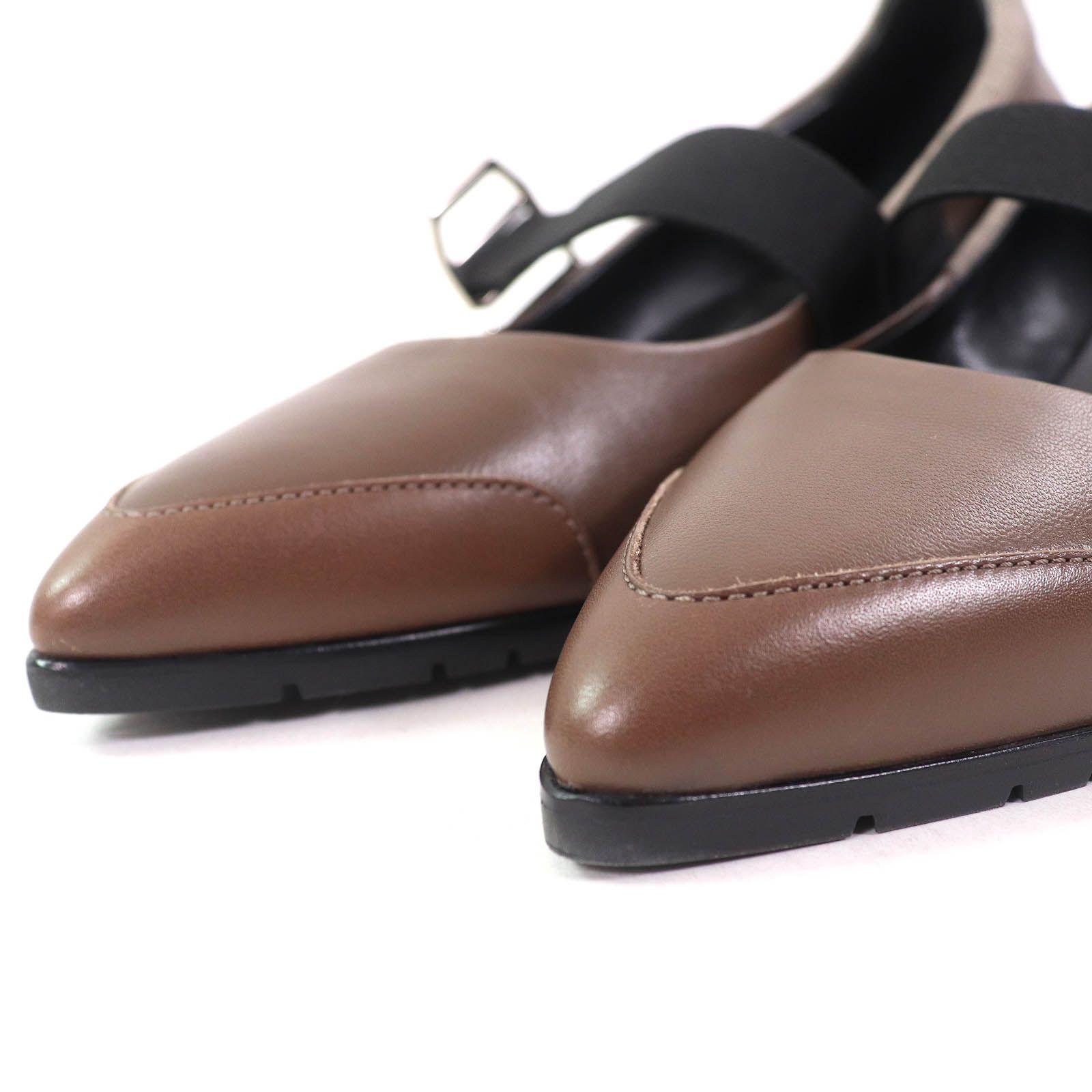 エルメス HERMES パンプス バックストラップ ベージュ レザー 美品△HERMES エルメス バンドストラップ付き ポインテッドトゥ