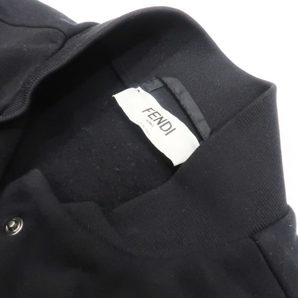 FENDI スタジャン ボンバージャケット コットン 黒 #38 ストライプ 