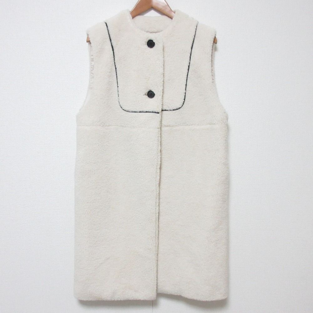 22AW yori ヨリ もこもこロングジレ ノースリーブコート サイズF アイボリー レディース 古着