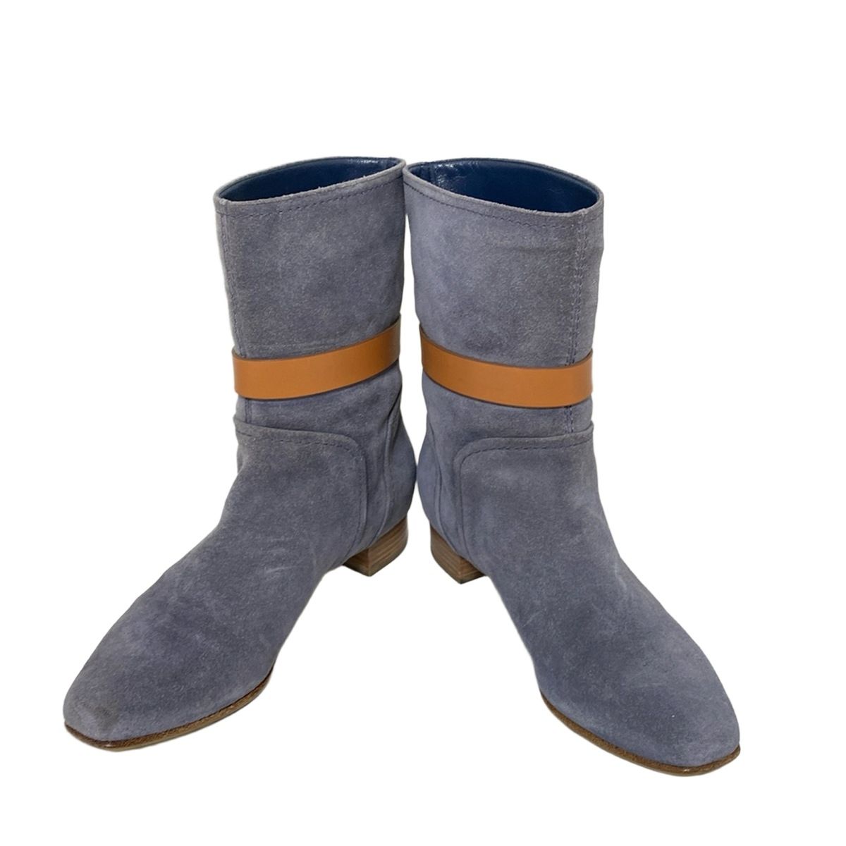 sergio rossi セルジオロッシ ショートブーツ 34 1|2 レディース - ブルーグレー×ブラウン レザー