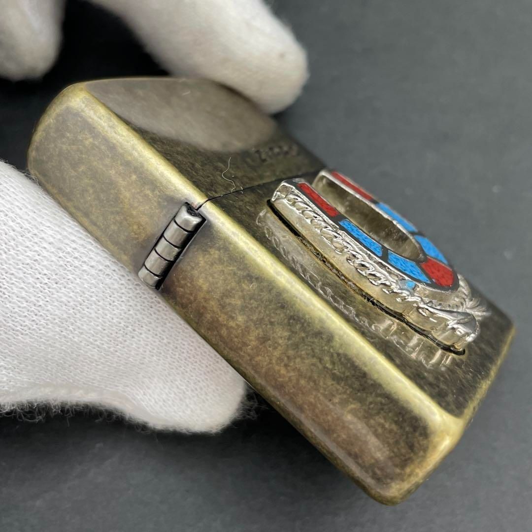 Zippo 馬蹄鉄＆ターコイズ（トルコ石） 立体メタル ホースシュー 