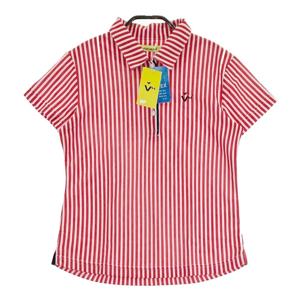 サイズ：40 VIVA HEART ビバハート  半袖ポロシャツ ストライプ柄 レッド系 [240101276978]# ゴルフウェア レディース ストスト