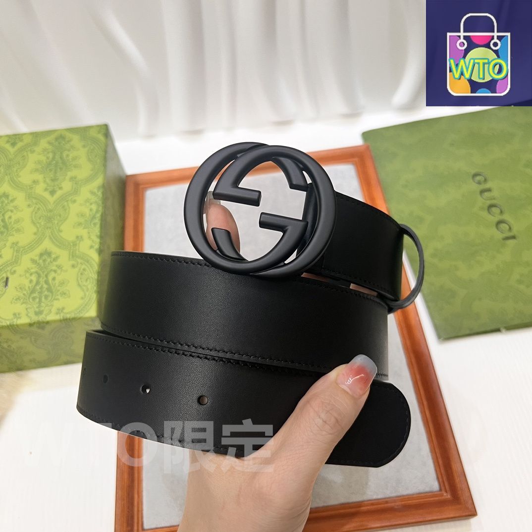 今日特価】Gucci 2024 年式 3.8cm 幅 輸入生地 & 本革ベルト-1