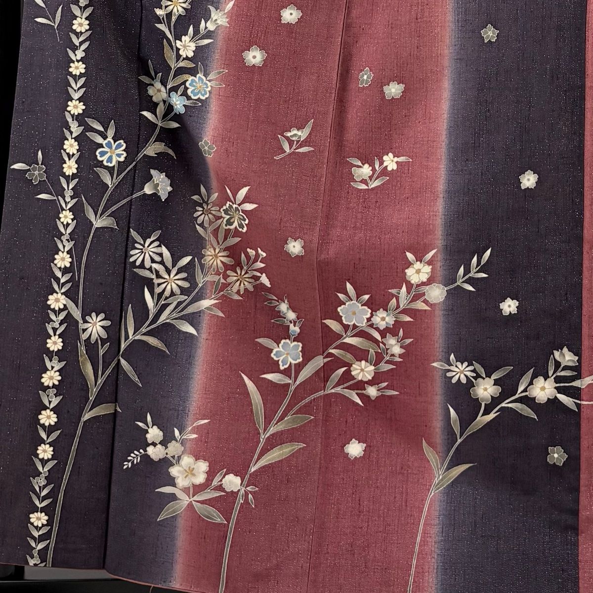 訪問着 身丈162.5cm 裄丈65cm M 袷 紬地 落款 草花 縦縞 銀通し 金彩 紫 正絹 秀品 WWW_MERCADOAVALIA_COM_BR