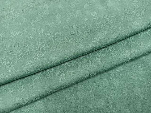 平和屋着物●上質な色無地 花地紋 千草色 正絹 ♥ AABC3382ph