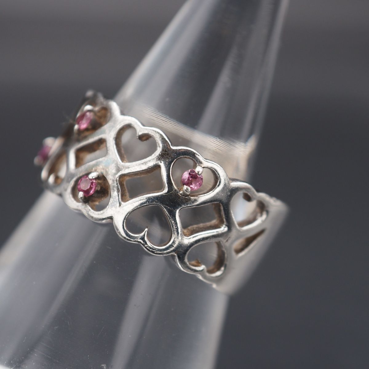 シルバーリング ピンクストーン？(k14 wg) ピンクストーン シルバーリング シルバーリング ピンクストーン？(k14