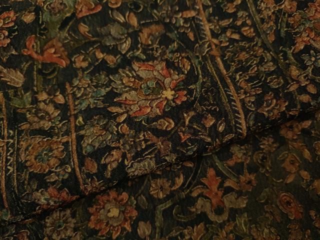 平和屋着物○上質な小紋 更紗花唐草文 鬼しぼ縮緬 正絹 逸品
