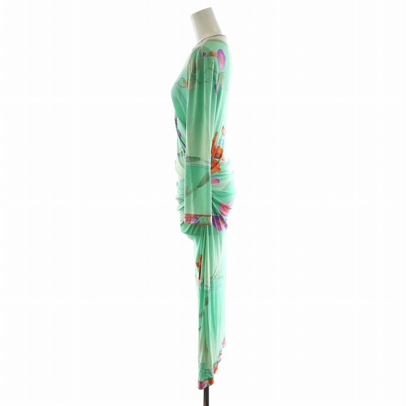 極美品✨クリーニング済み　シルク　レオナール パリ　ロングワンピース 花 絹40 極美品✨クリーニング済み シルク レオナール パリ ロング