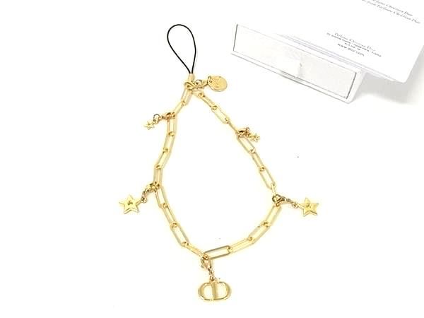 9超美品　クリスチャンディオール　ストラップ　ゴールド　チャーム　スター　ビー □極美品□ ChristianDior クリスチャンディオール スター 星