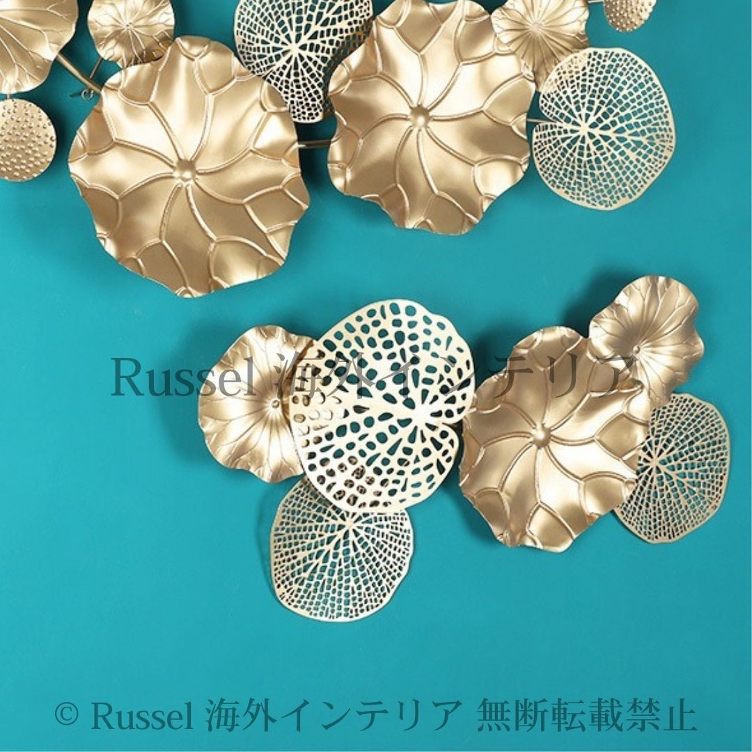ウォールアート 壁掛けインテリア 蓮の花 ゴールド ウォール