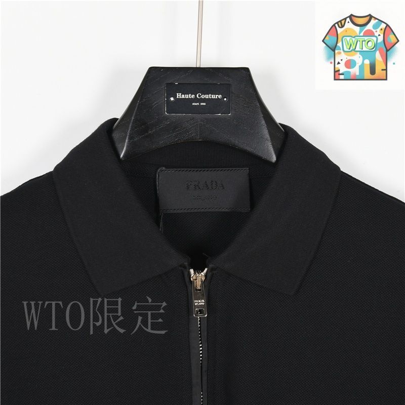 今日特価】Prada 25SS クラシック三角ロゴ ハーフジップポロ-2