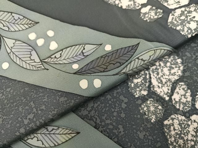 平和屋着物●染色工芸作家　本郷葵虹　訪問着　手描き　草木文　暈し染め　正絹　逸品　AABA7866ph 平和屋着物○染色工芸作家 本郷葵虹 訪問着 手描き 草木文 暈し染め