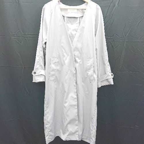 新品未使用❣️12100円❣️ショコラフィネローブ❣️着流しノーカラーロングコート❣️F ショコラフィネローブ】ノーカラーコート ロング フリー モカ