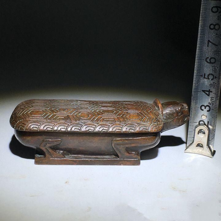 銅製 竜亀墨盒 硯台 文房四宝 書道具 文房具 現代工芸品 美術品