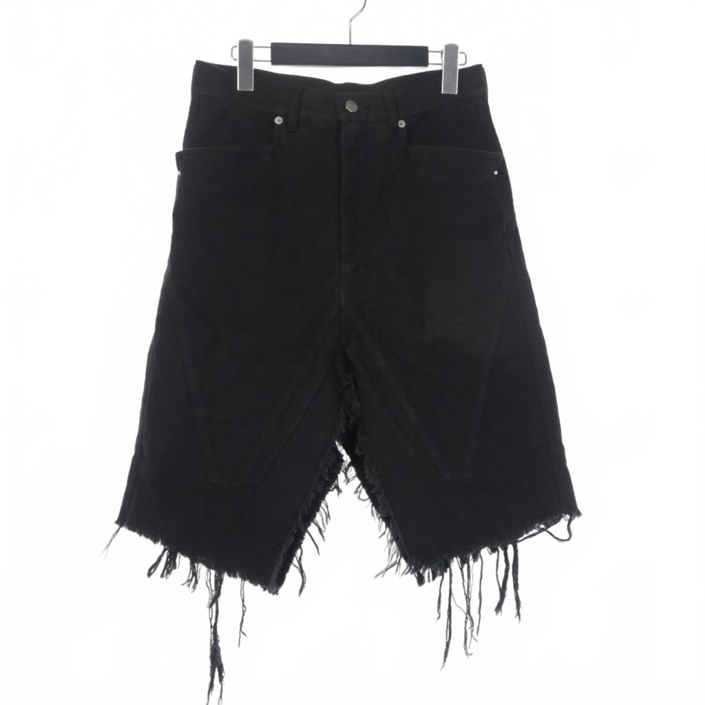 リックオウエンス Rick Owens 23AW PORTERVILLE SILVERED SKIRT ショートパンツ スカート 28 黒 ブラック RU02C7345-TB