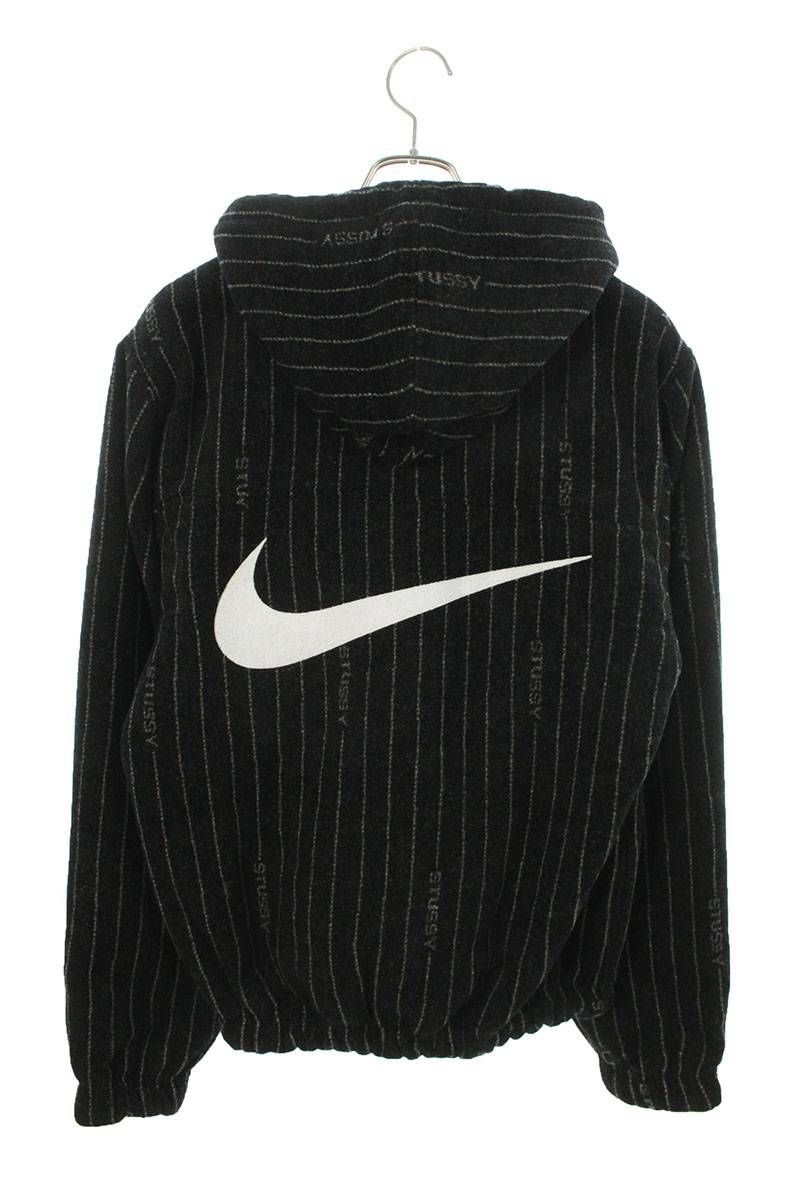 ナイキ ×ステューシー STUSSY Stripe Wool Jacket DR4023-010 ロゴ刺繍ストライプフーデットブルゾン メンズ XS  ※12/28～1/6 発送・問い合